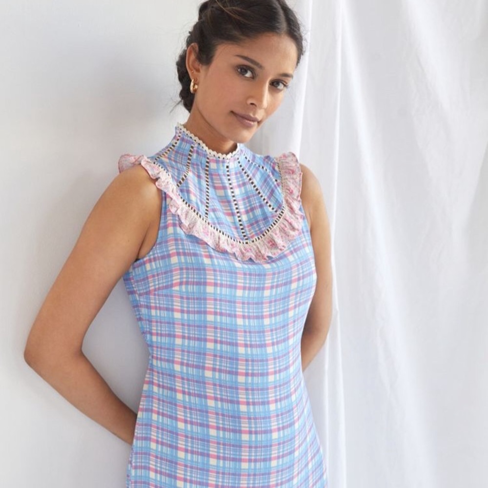 Anthropologie plaid mini dress XSP NWT
